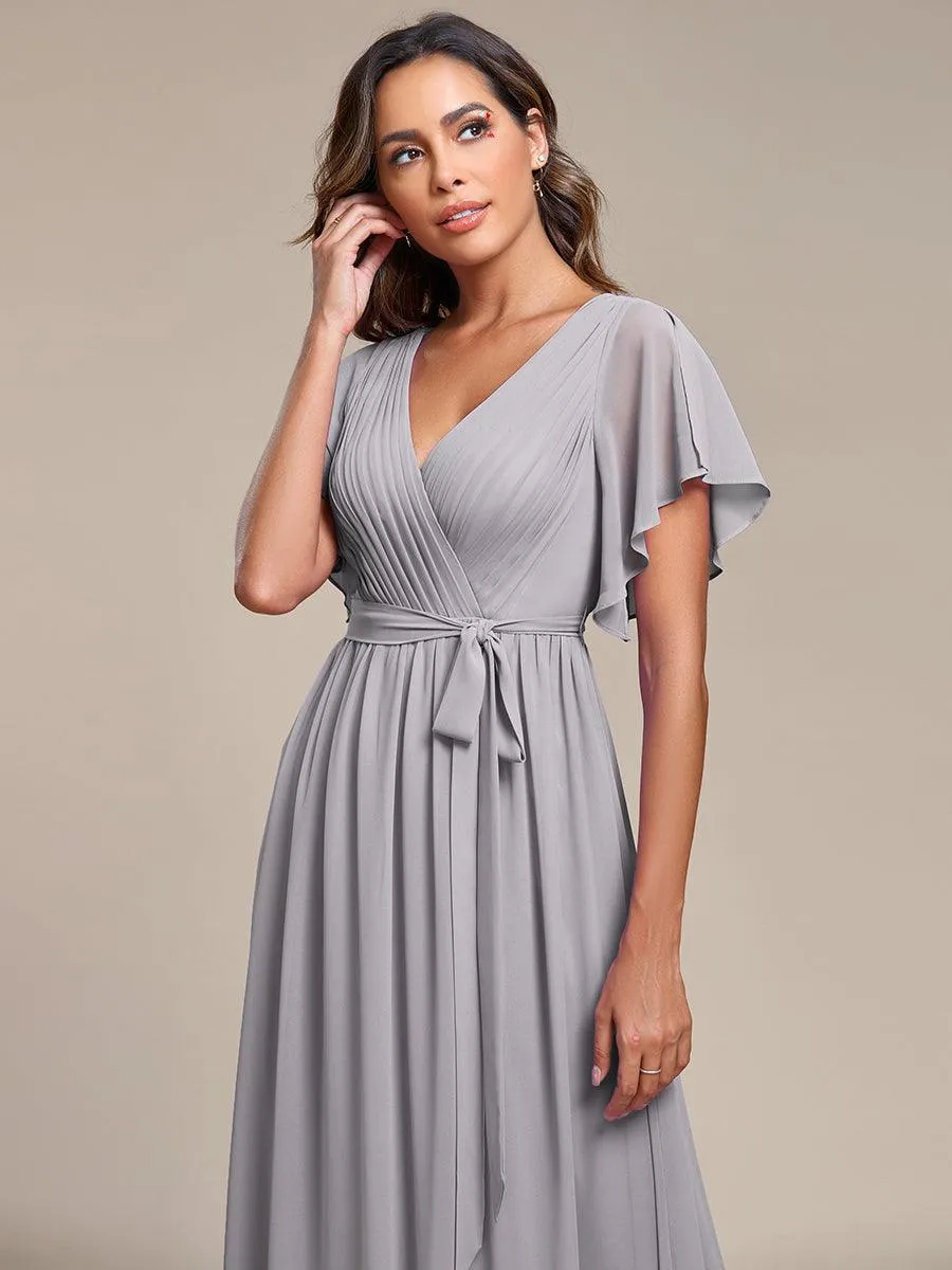 Taille personnalisée Robe de soirée en mousseline de soie à encolure en V