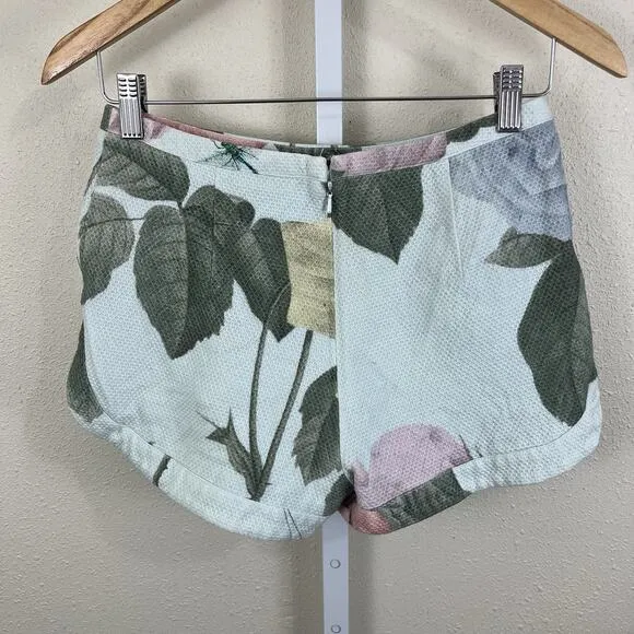 Ted Baker Denyse Distinguishing Rose Shorts Size 1 US 4 Satin Lined Pockets