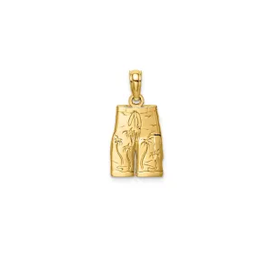 Textured Palm Trees Shorts Pendant (14K)