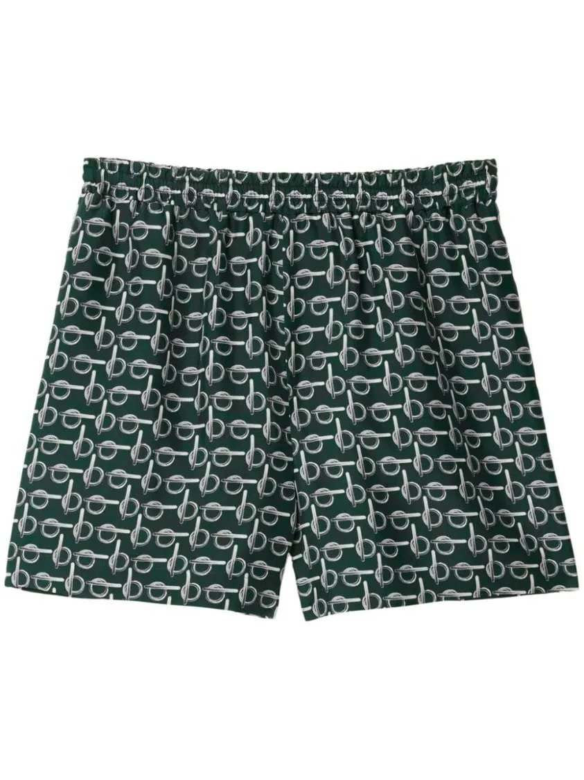 Textured Print Shorts With Elasticated Waistband