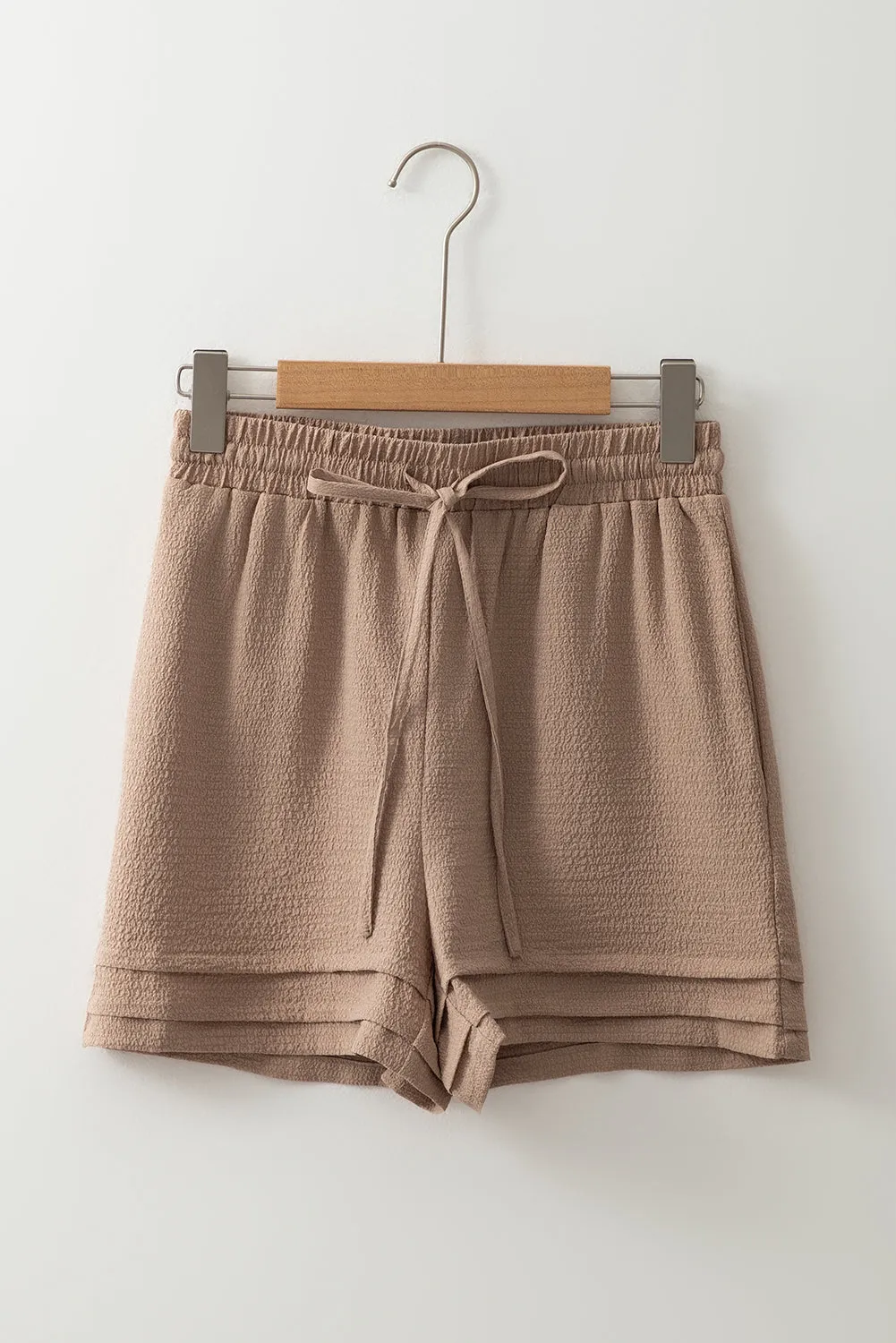 Textured Tiered Edge High Waist Casual Shorts