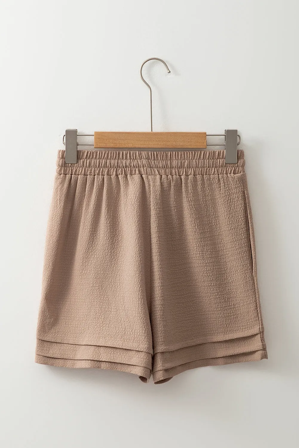 Textured Tiered Edge High Waist Casual Shorts