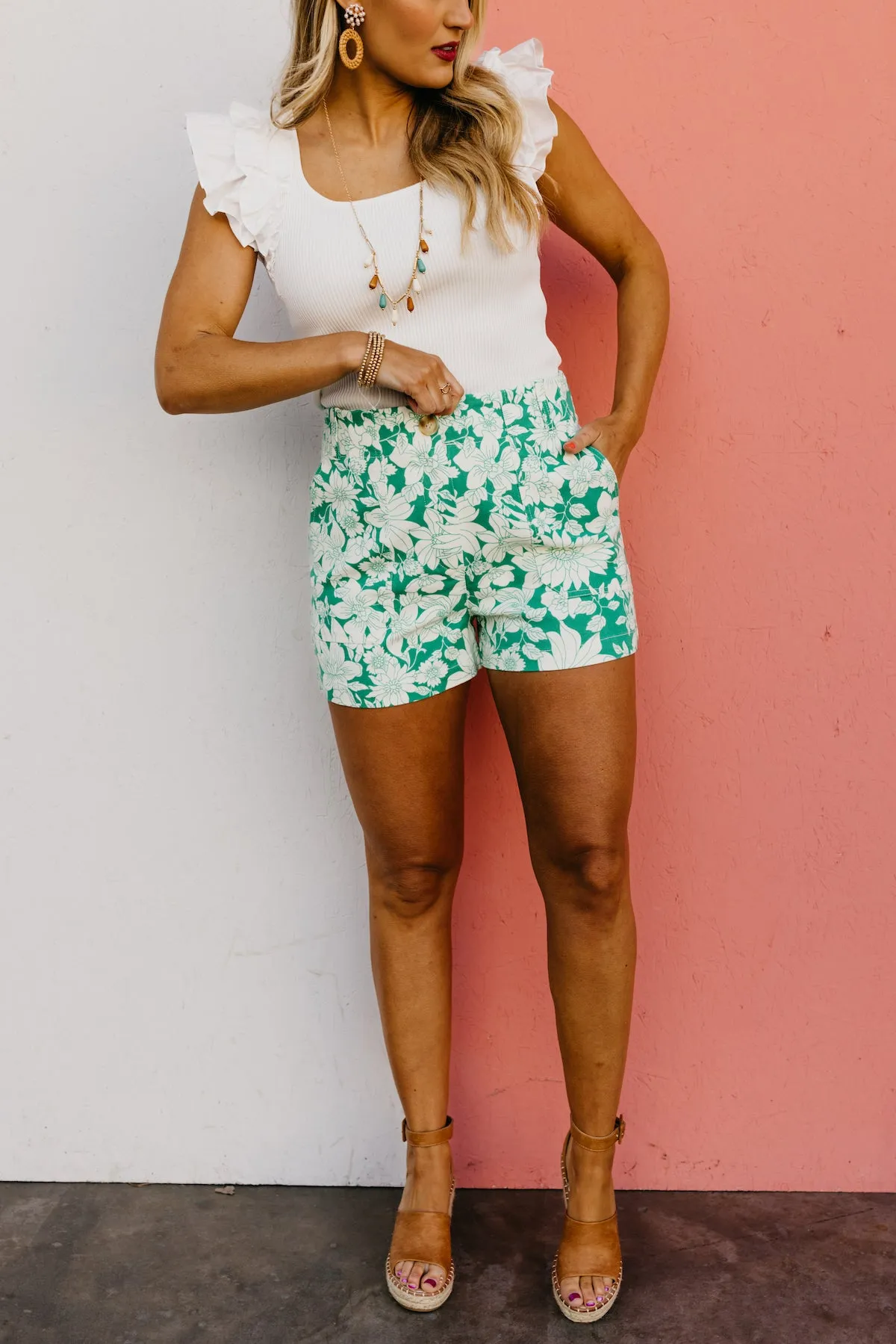 The Caden Floral Denim Shorts