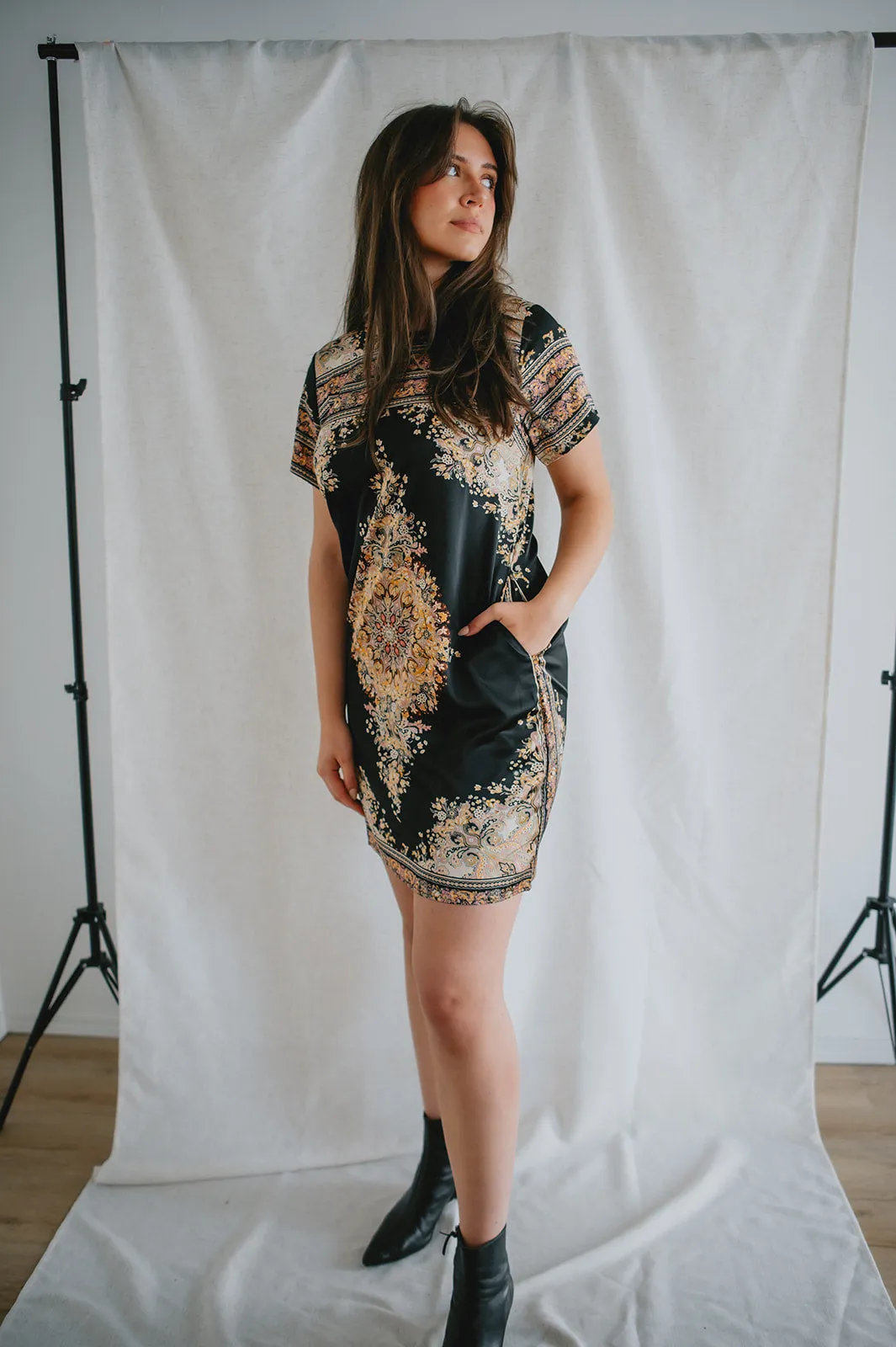 The Elizabeth Printed Satin Mini Dress