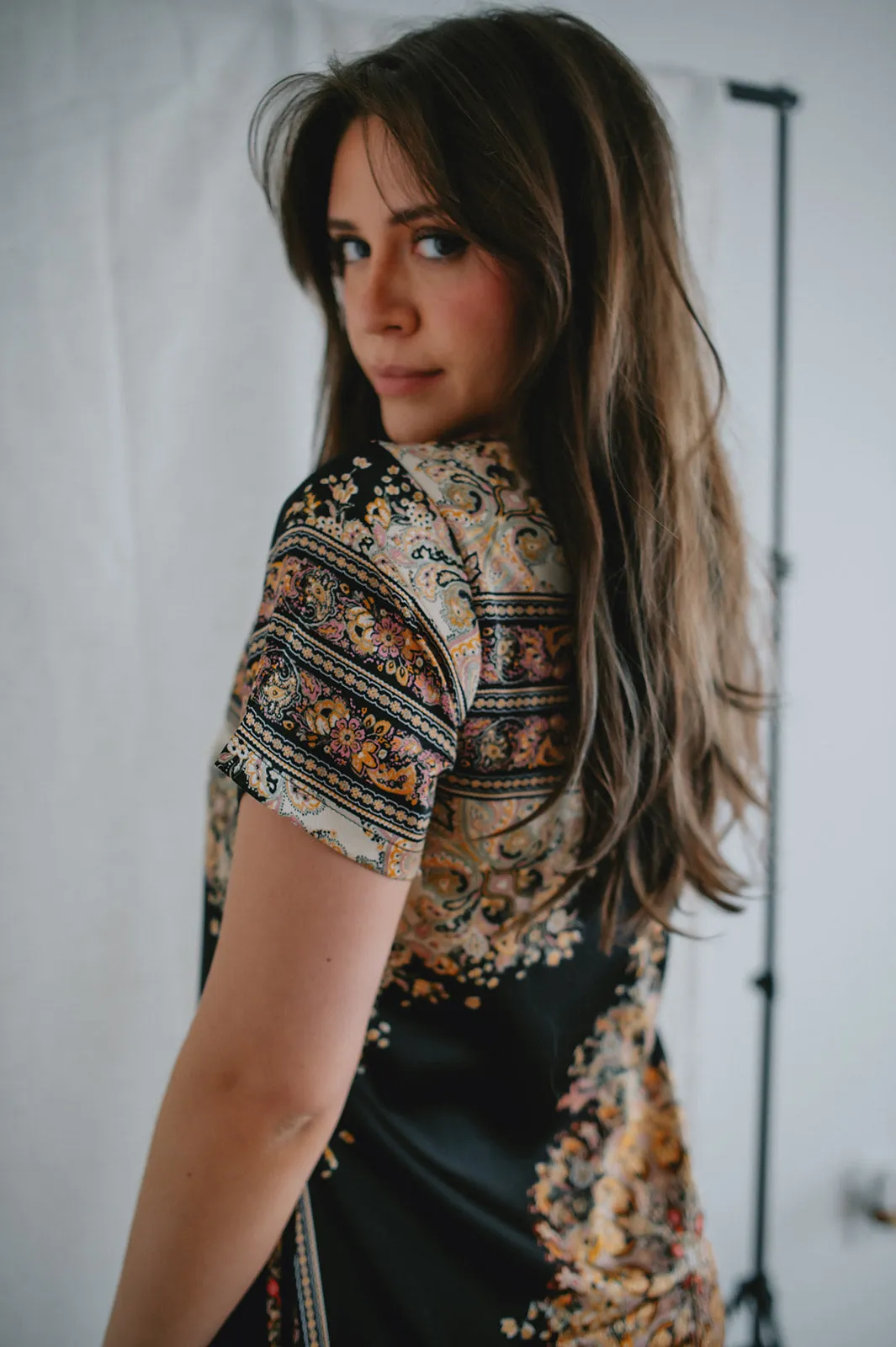 The Elizabeth Printed Satin Mini Dress