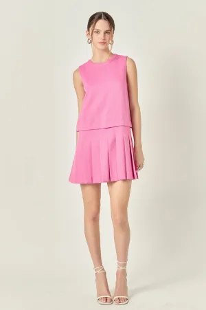The Westcott Sleeveless Pleated Mini Dress - Pink