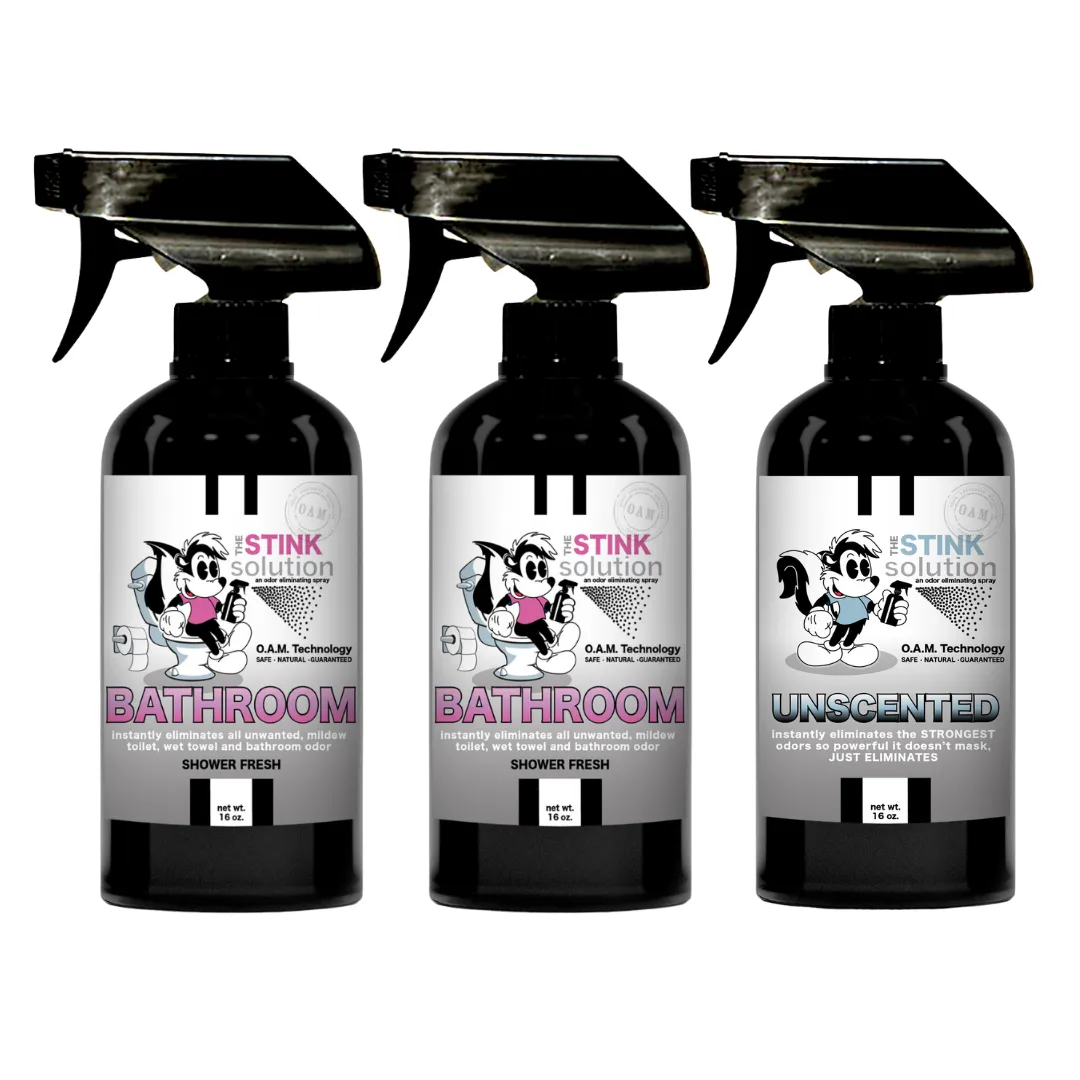 Three Pack - Two Bathroom Odor Eliminating Sprays   One Spray of Choice 16 oz