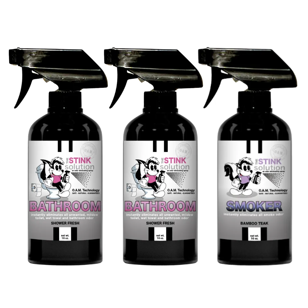 Three Pack - Two Bathroom Odor Eliminating Sprays   One Spray of Choice 16 oz