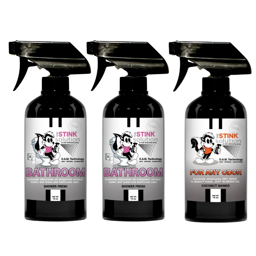 Three Pack - Two Bathroom Odor Eliminating Sprays   One Spray of Choice 16 oz