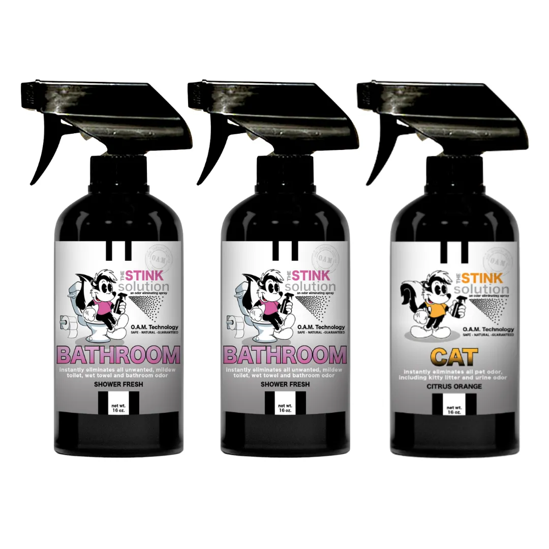 Three Pack - Two Bathroom Odor Eliminating Sprays   One Spray of Choice 16 oz