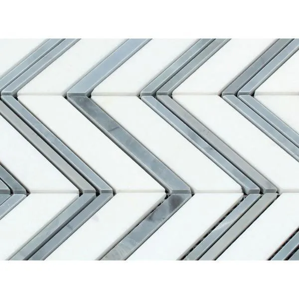 Tilefornia Thassos White & Blue/Gray Chevron