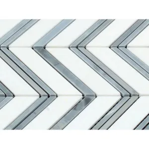 Tilefornia Thassos White & Blue/Gray Chevron
