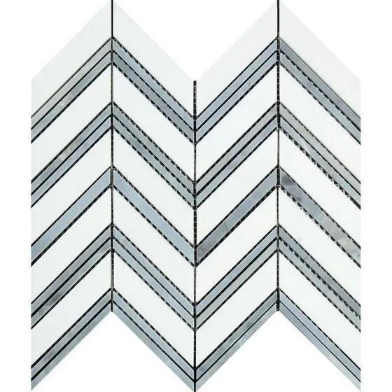 Tilefornia Thassos White & Blue/Gray Chevron