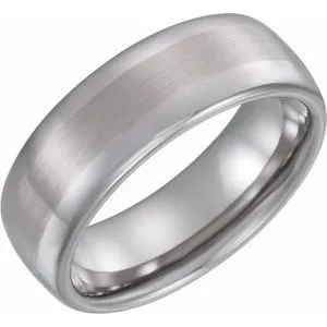 Tungsten 8 mm Rounded Edge Band with Satin Center Size 8