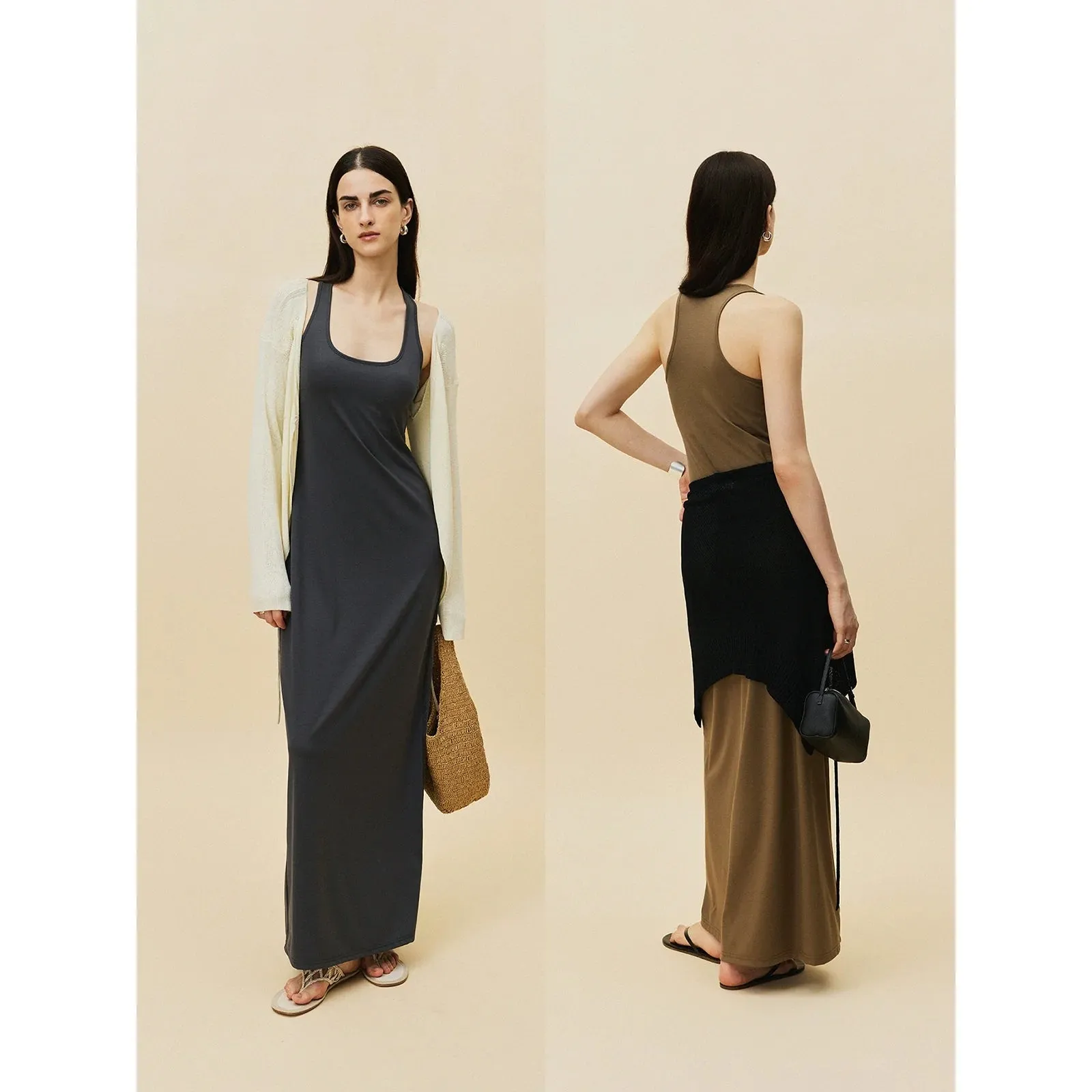 Ultra-long Sleeveless Racerback Dress