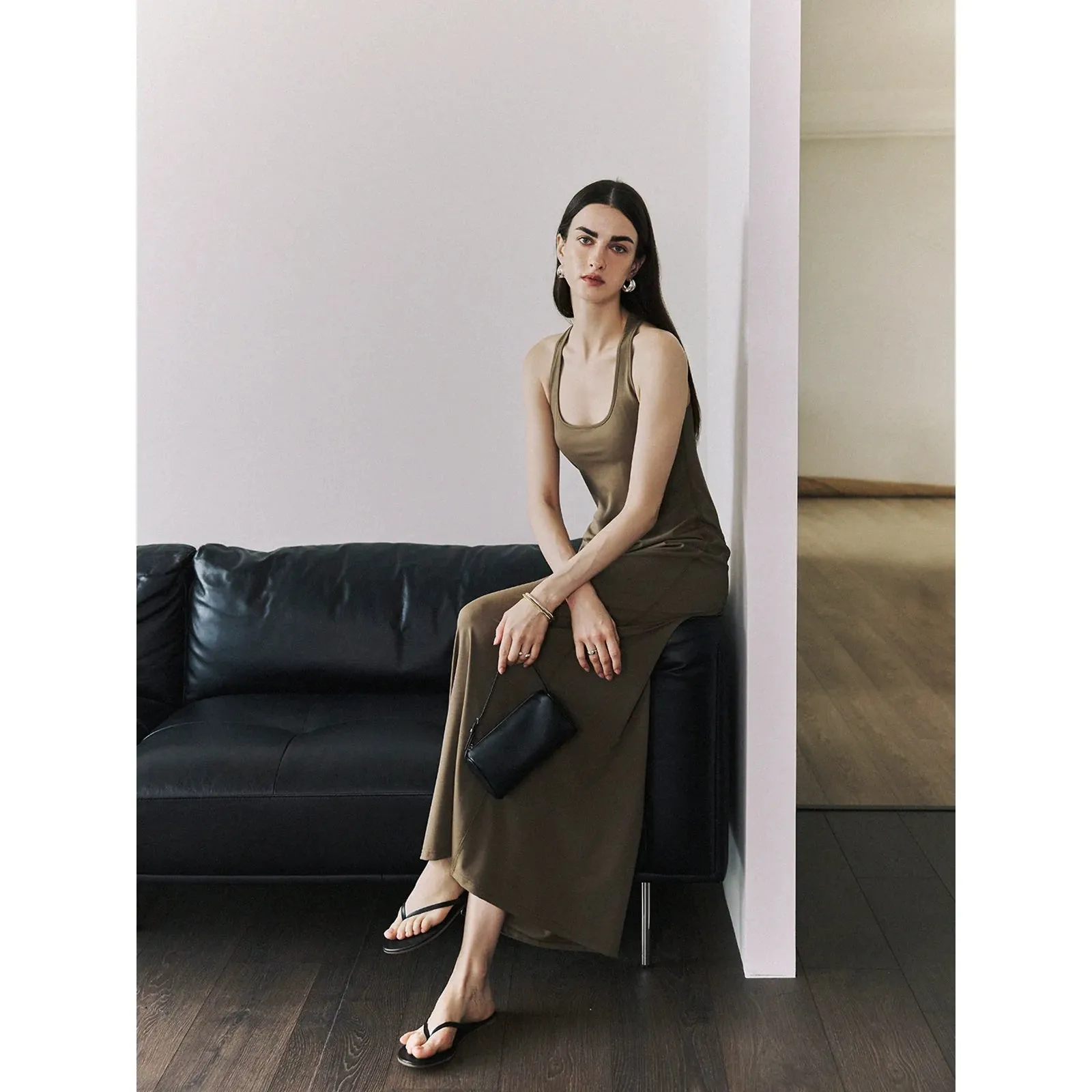 Ultra-long Sleeveless Racerback Dress