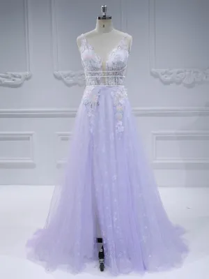V Neck Glitter Mesh Long Dress Elegant Prom Dress