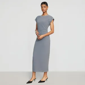 Vela Contrast-Stitch Ruched-Waist Dress