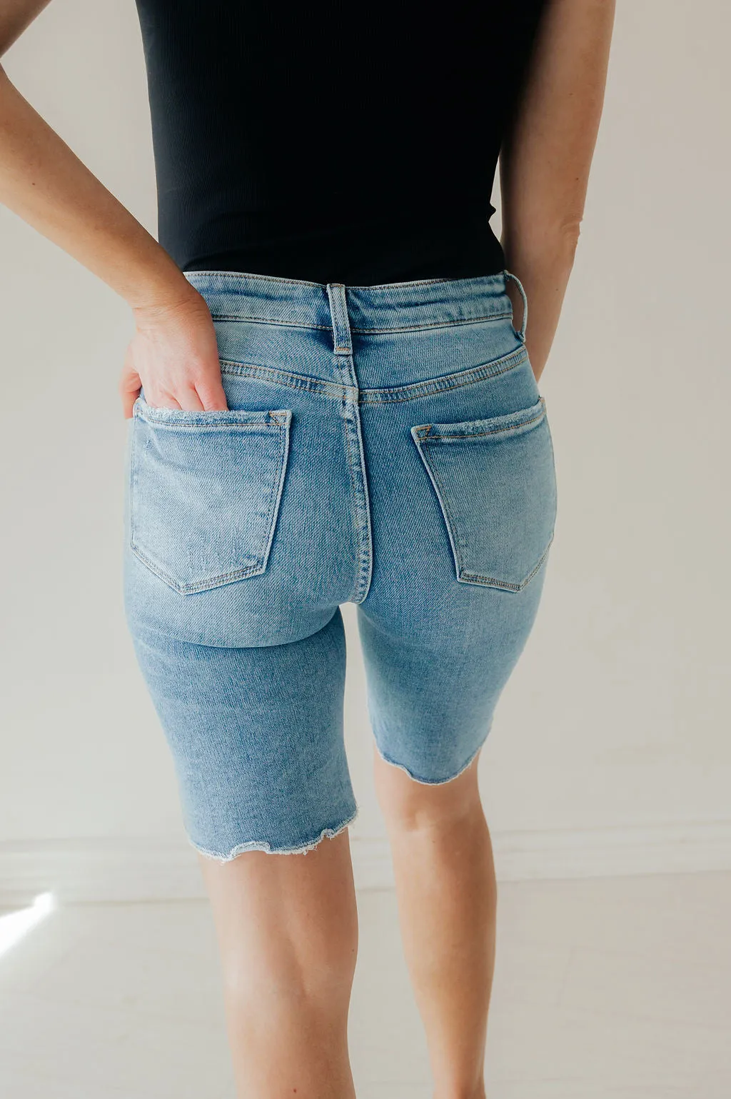 Vervet High Rise Raw Hem Bermuda