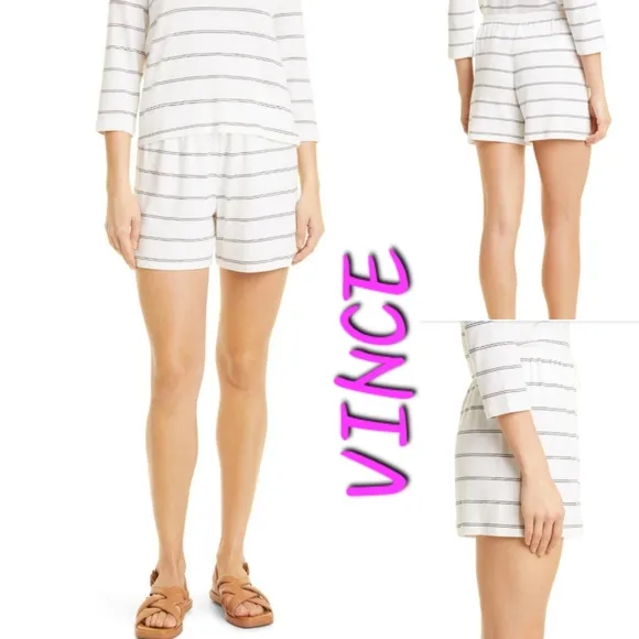 VINCE Double Chalk Stripe Drawstring Shorts