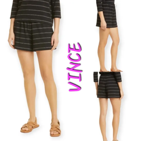 VINCE Double Chalk Stripe Drawstring Shorts