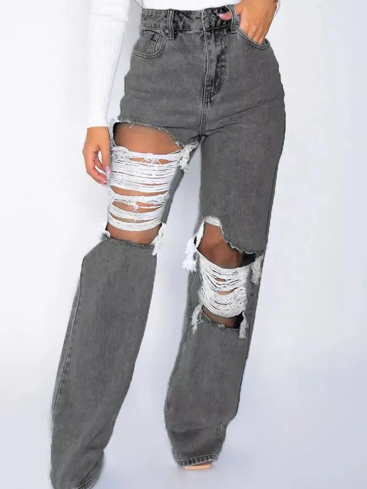 Vintage Jeans Women High Waist Y2K Streetwear 90S