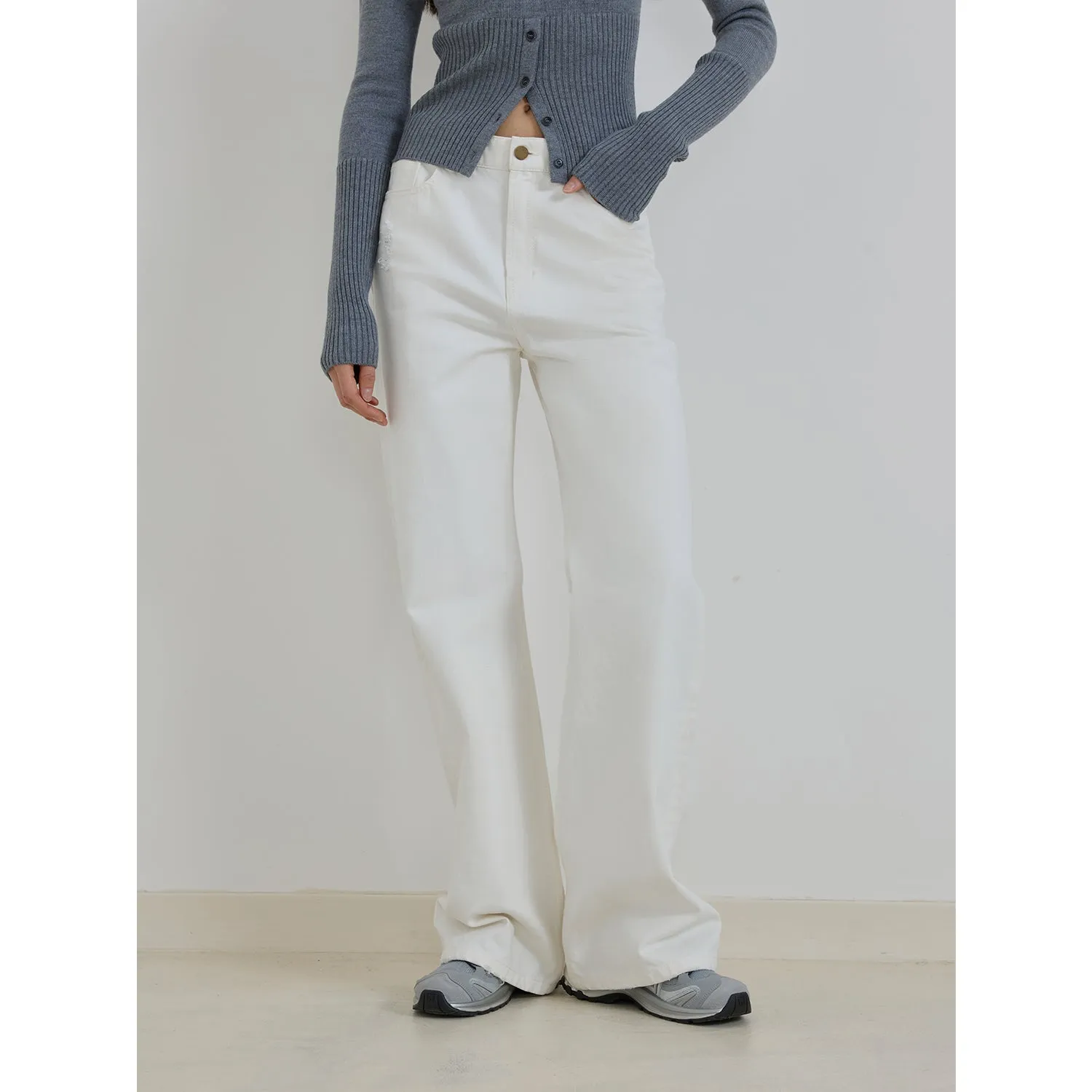 Vintage Washed Micro-Flare Jeans