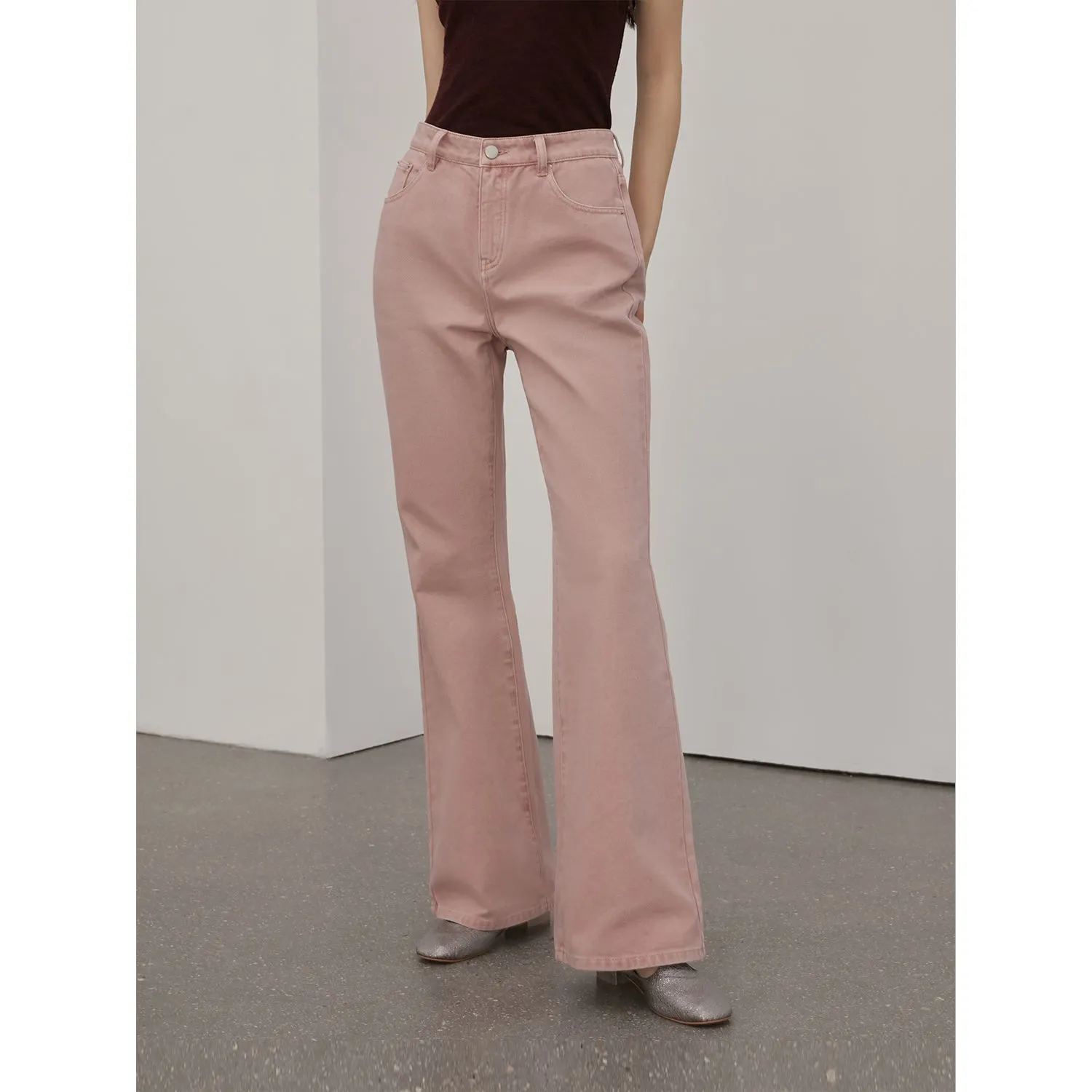 Vintage Washed Micro-Flare Jeans