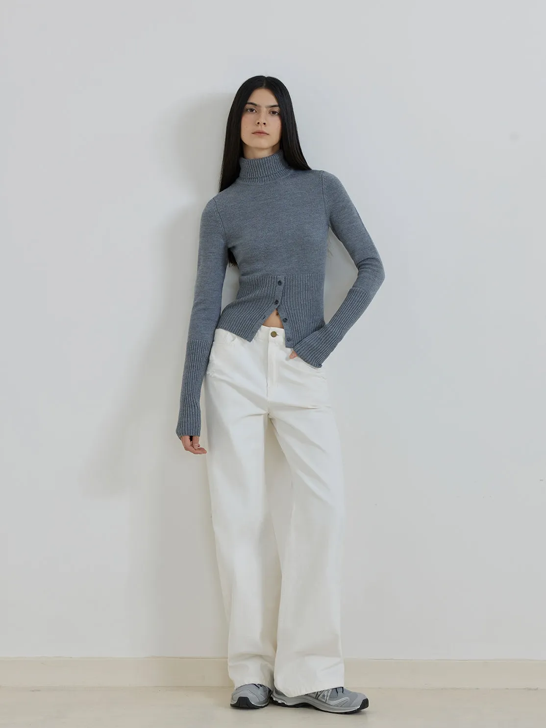 Vintage Washed Micro-Flare Jeans