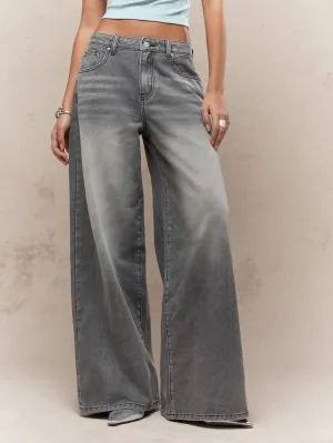 Washed Faded Wide-Leg Jeans | Trendy & Relaxed Denim for Any Occasion