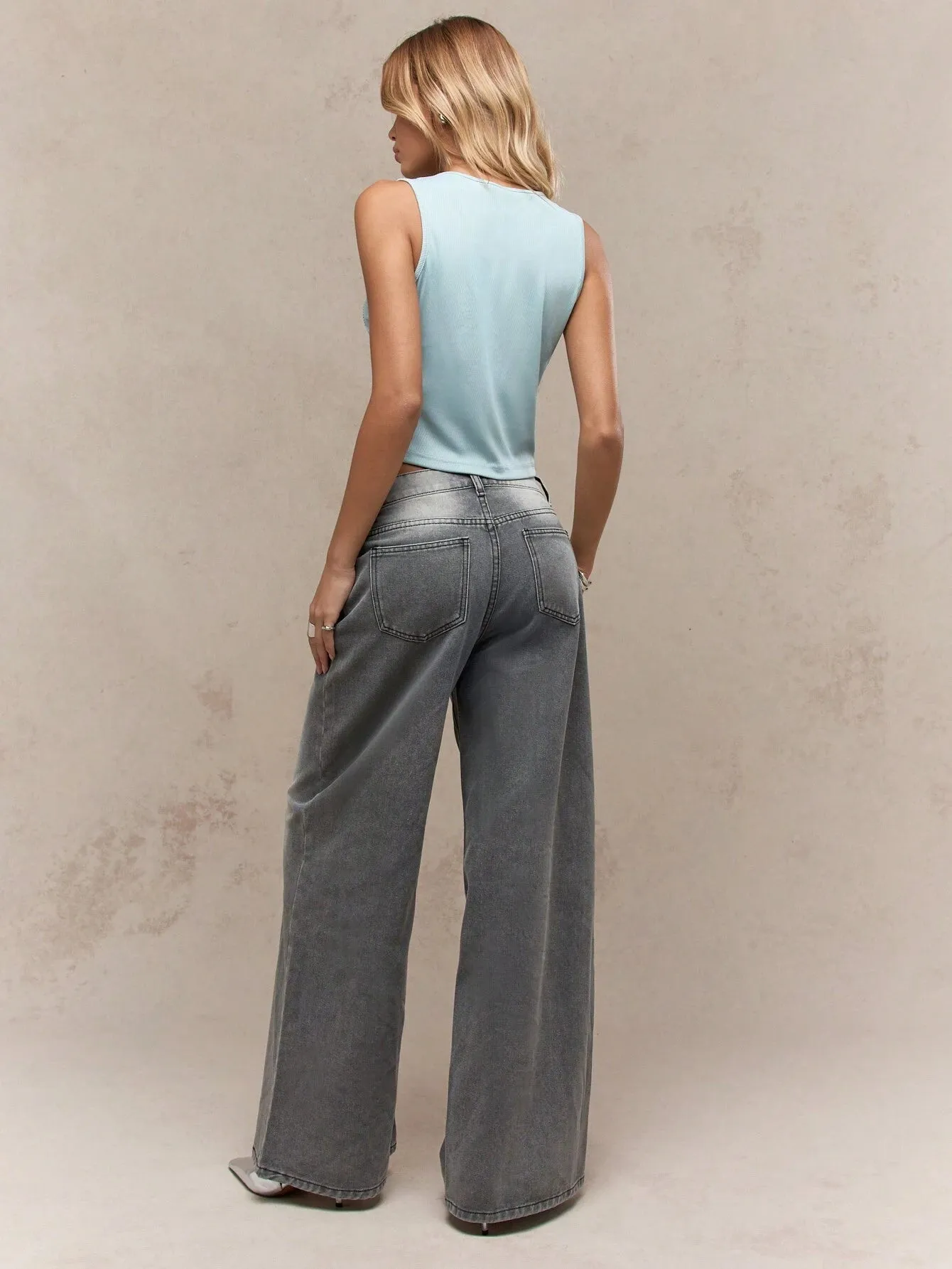 Washed Faded Wide-Leg Jeans | Trendy & Relaxed Denim for Any Occasion