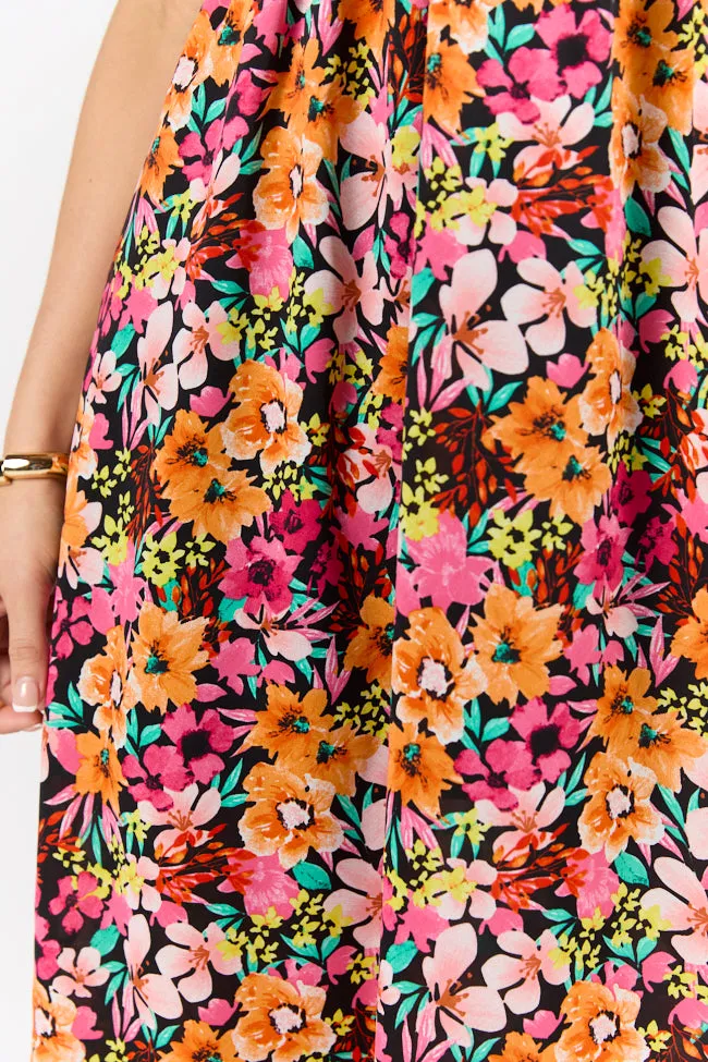 Waterside Elegance Multi Floral Halter Neck Maxi Dress