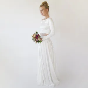 Wedding Dress Separates, Two Piece wedding outfit, Silky Wedding Top & Skirt #1356