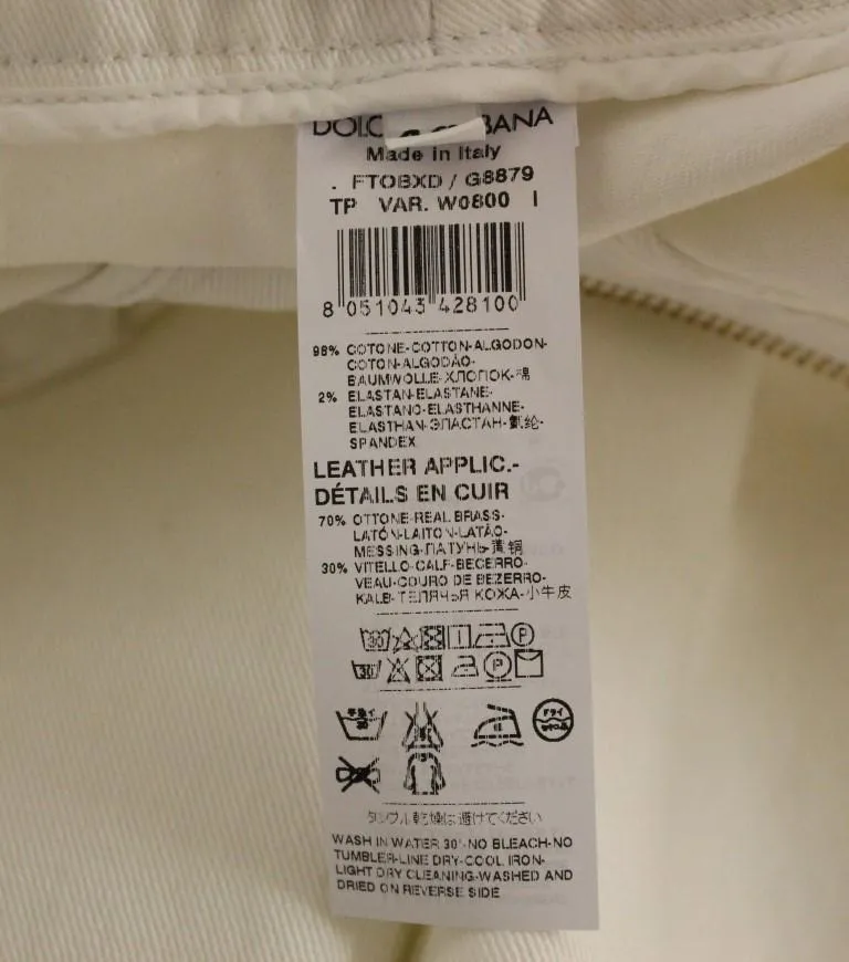 White Cotton Logo Regular Fit Jeans Pants