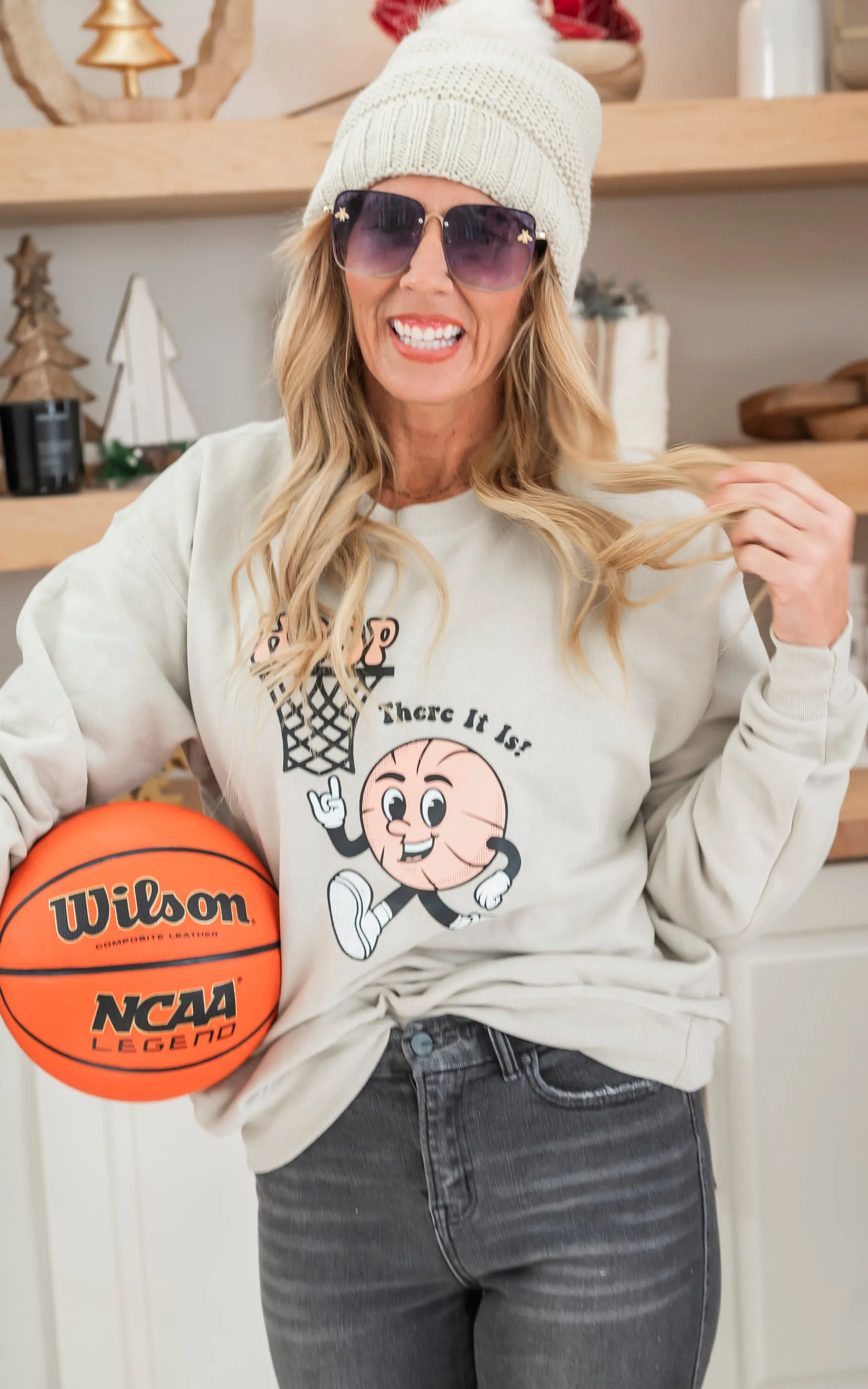Whoop There It Is Basketball Crewneck Sweatshirt =