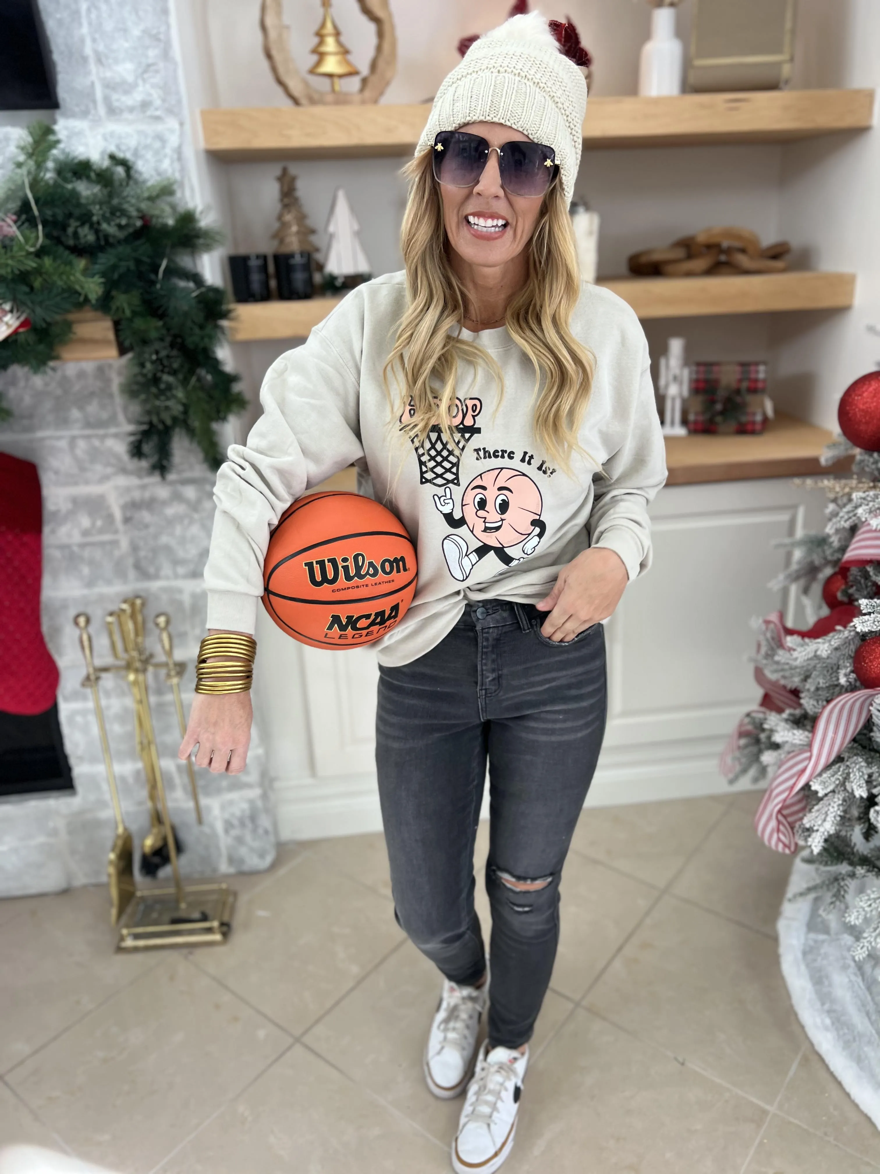 Whoop There It Is Basketball Crewneck Sweatshirt =