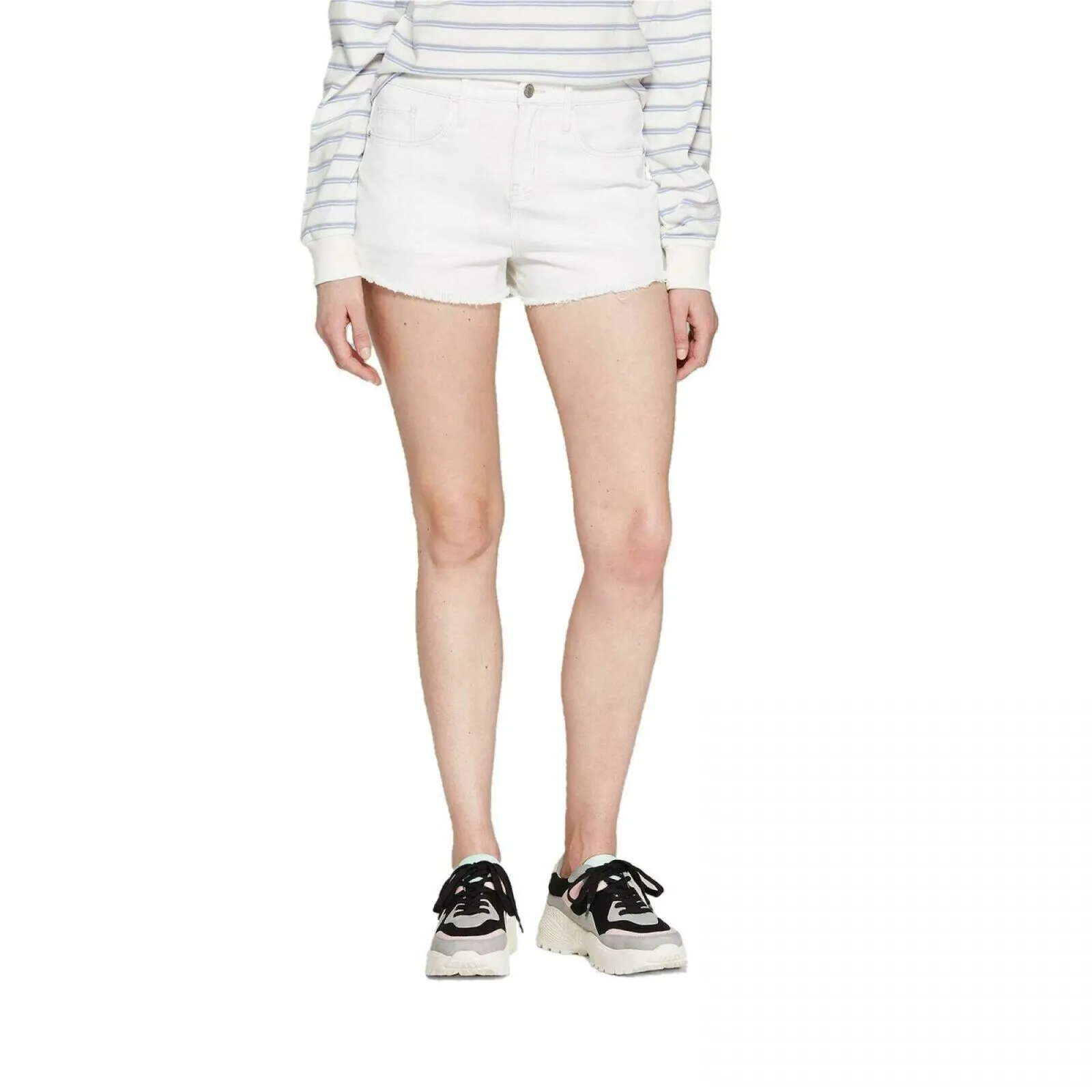 Wild Fable Women's High Rise Cutoff Jean Shorts 8 White