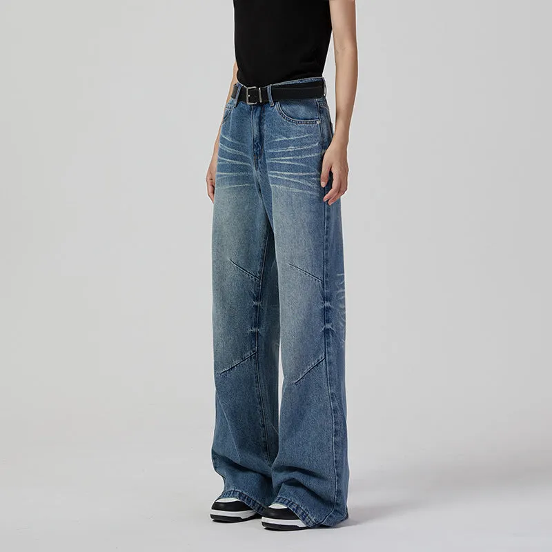 Women Retro Wide Leg High Street Denim Jeans