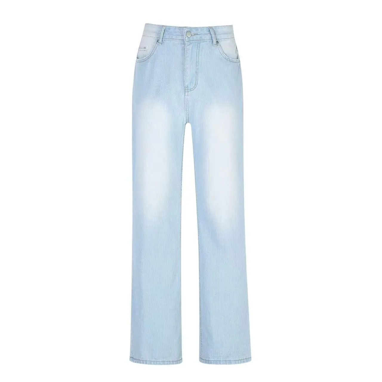 Women Wide Legged Loose Fitting Jeans with Pockets