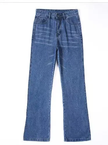 Women Wide Legged Loose Fitting Jeans with Pockets