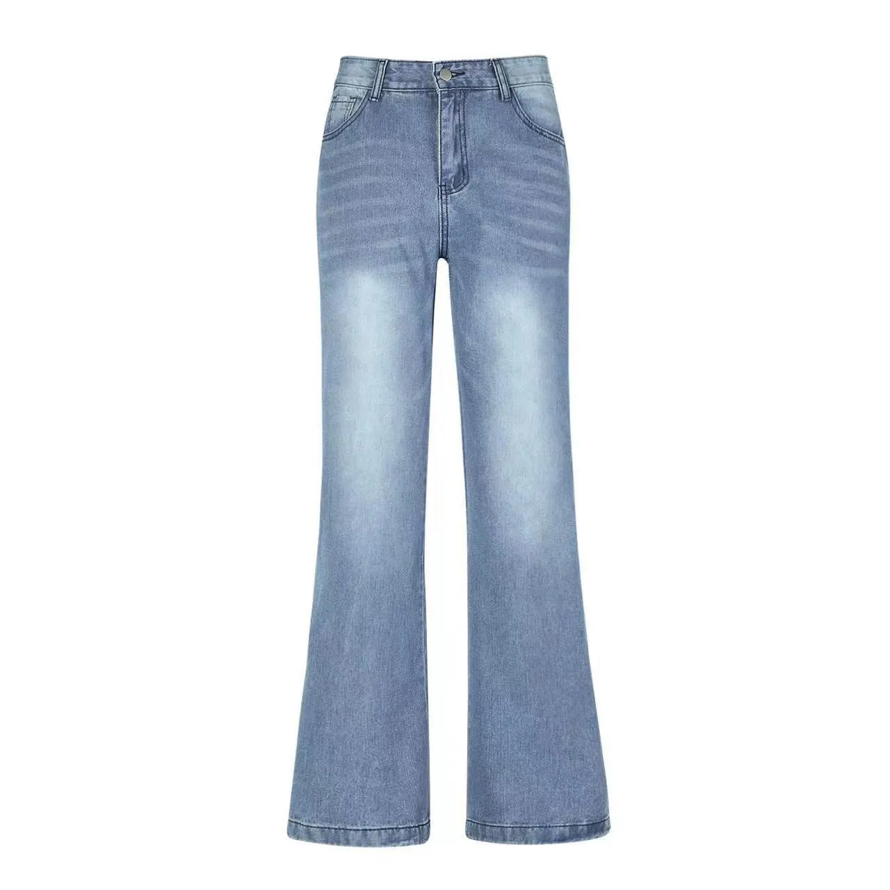 Women Wide Legged Loose Fitting Jeans with Pockets