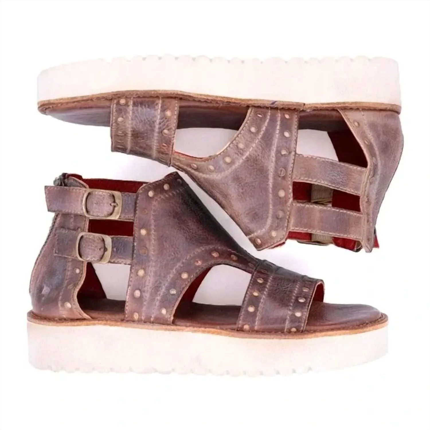 Women's Camden Platform Leather Sandal In Almond Rustic Mason