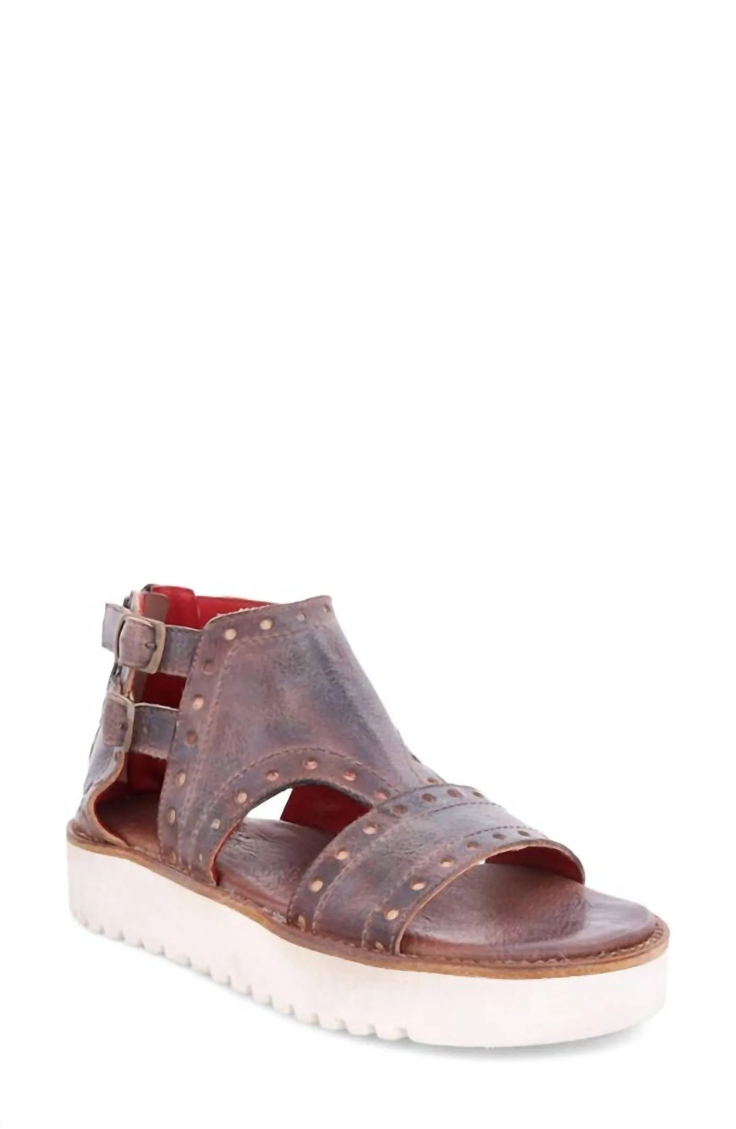 Women's Camden Platform Leather Sandal In Almond Rustic Mason
