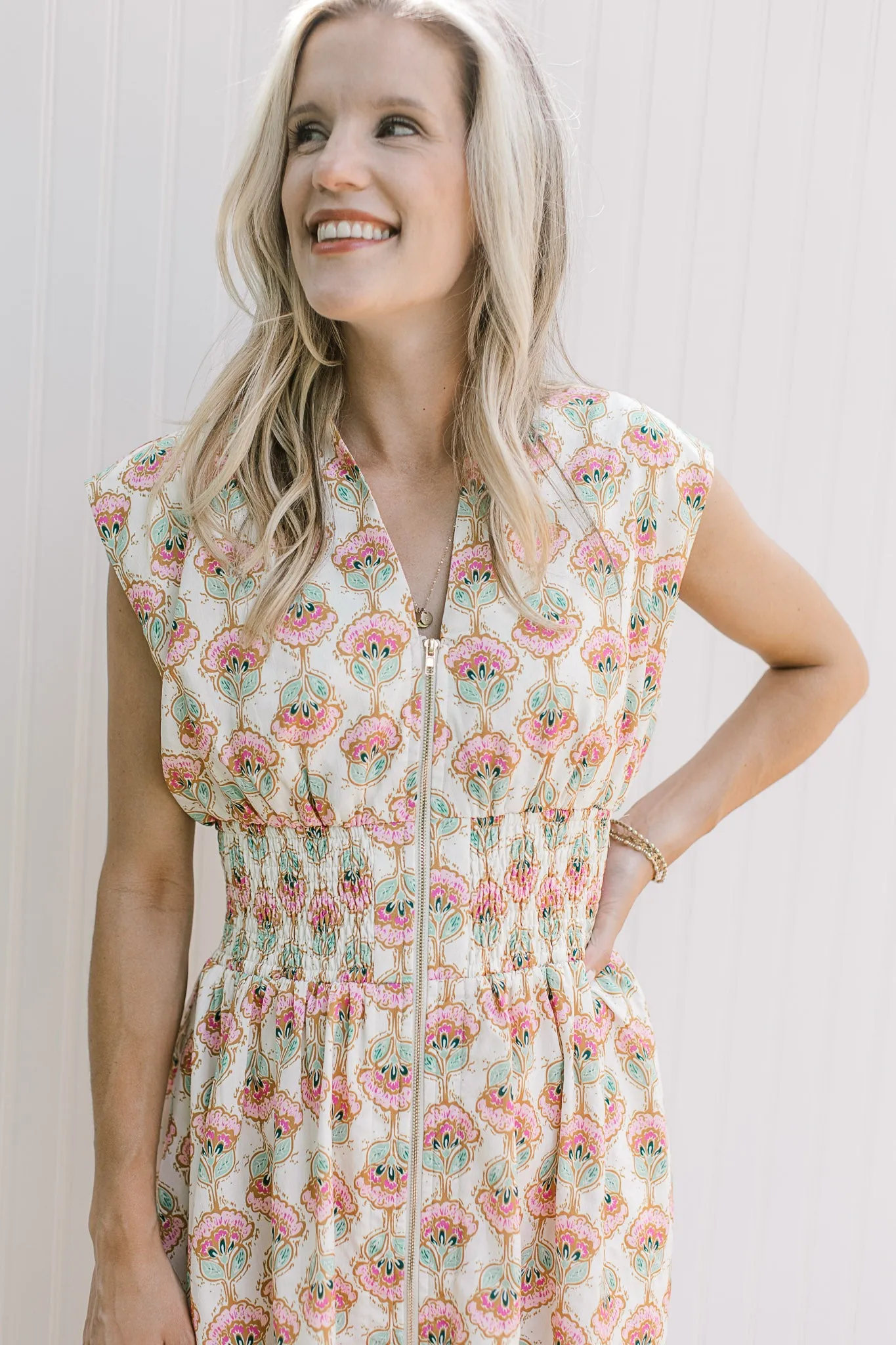 XZ Front Zip Peony Dress