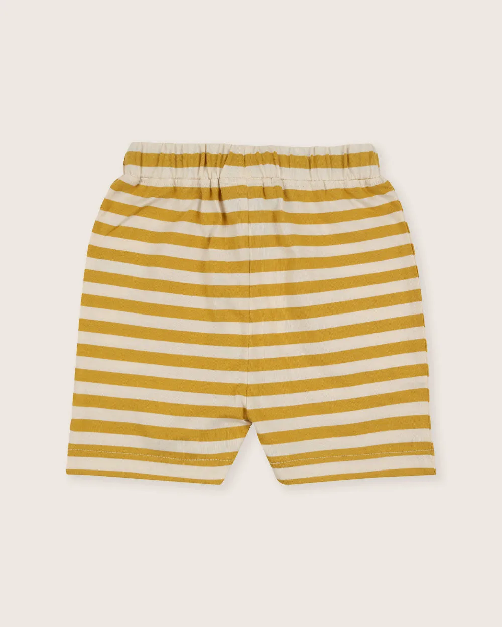 Yellow Wide Stripe Print Shorts