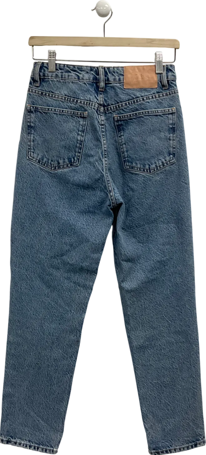 ZARA Blue Straight High-waist Ankle-length Jeans UK XS