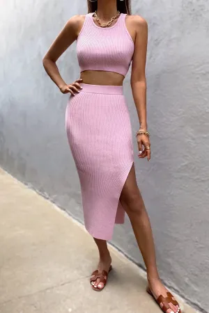 Zenaida pink top and midi skirt (sold as separates)